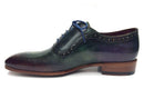Paul Parkman (FREE Shipping) Green & Purple Handmade Oxfords (ID