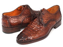 Paul Parkman (FREE Shipping) Light Brown Crocodile Embossed Calfskin Derby Shoes (ID