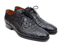 Paul Parkman (FREE Shipping) Men's Black Crocodile Embossed Calfskin Derby Shoes (ID