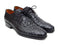 Paul Parkman (FREE Shipping) Men's Black Crocodile Embossed Calfskin Derby Shoes (ID#1438BLK) PAUL PARKMAN