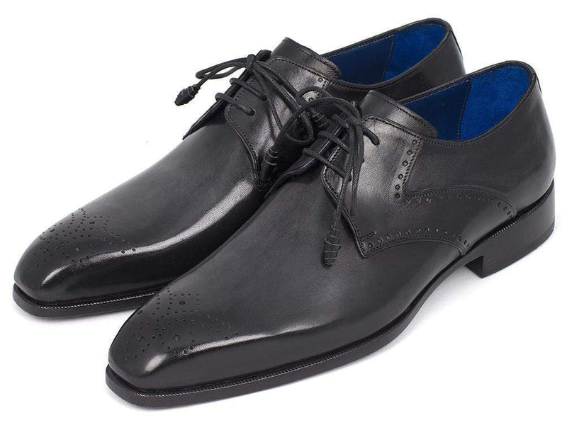 Paul Parkman (FREE Shipping) Men's Black Medallion Toe Derby Shoes (ID