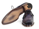 Paul Parkman (FREE Shipping) Men's Blue & Navy Hand-Painted Derby Shoes (ID