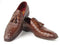 Paul Parkman (FREE Shipping) Men's Brown Crocodile Embossed Calfskin Tassel Loafers (ID