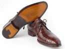 Paul Parkman (FREE Shipping) Men's Brown Genuine Crocodile Derby Shoes (ID