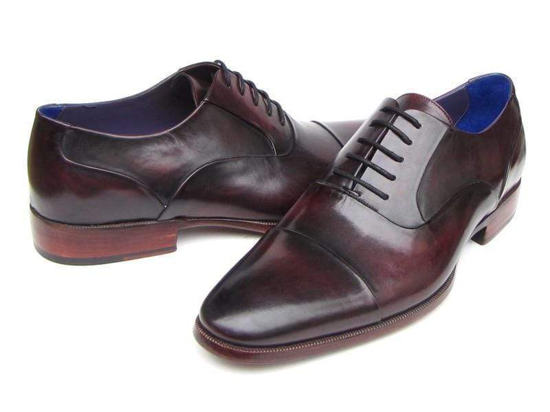 Paul Parkman (FREE Shipping) Men's Captoe Oxfords Black Purple Shoes (ID