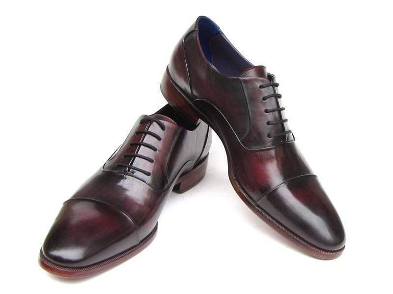 Paul Parkman (FREE Shipping) Men's Captoe Oxfords Black Purple Shoes (ID