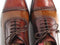 Paul Parkman (FREE Shipping) Men's Captoe Oxfords - Camel / Red Hand-Painted Leather Upper and Leather Sole (ID