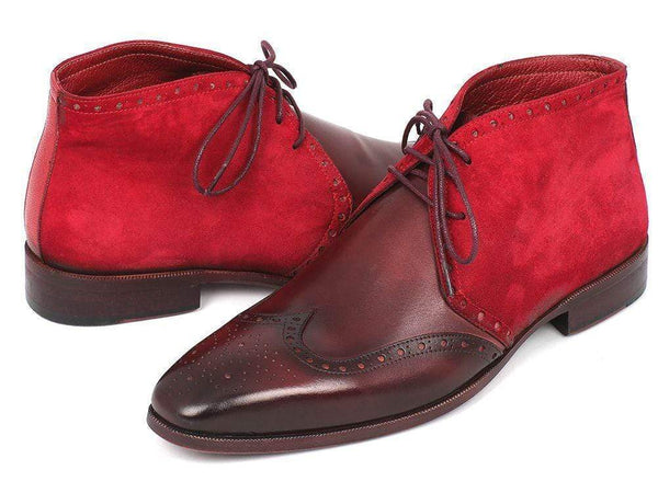 Paul Parkman (FREE Shipping) Men's Chukka Boots Bordeaux Suede & Leather (ID#CK51-BRD) PAUL PARKMAN