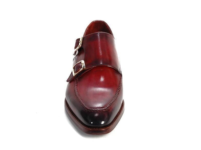 Paul Parkman (FREE Shipping) Men's Double Monkstrap Shoes Black & Bordeaux (ID