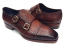 Paul Parkman (FREE Shipping) Men's Double Monkstraps Brown Leather Upper & Leather Sole (ID