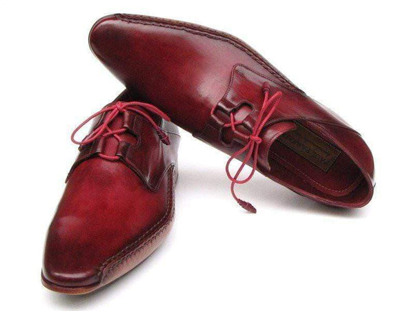 Paul Parkman (FREE Shipping) Men's Ghillie Lacing Side Handsewn Dress Shoes - Burgundy Leather Upper and Leather Sole (ID#022-BUR) PAUL PARKMAN