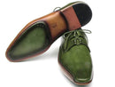Paul Parkman (FREE Shipping) Men's Ghillie Lacing Side Handsewn Dress Shoes - Green Leather Upper and Leather Sole (ID
