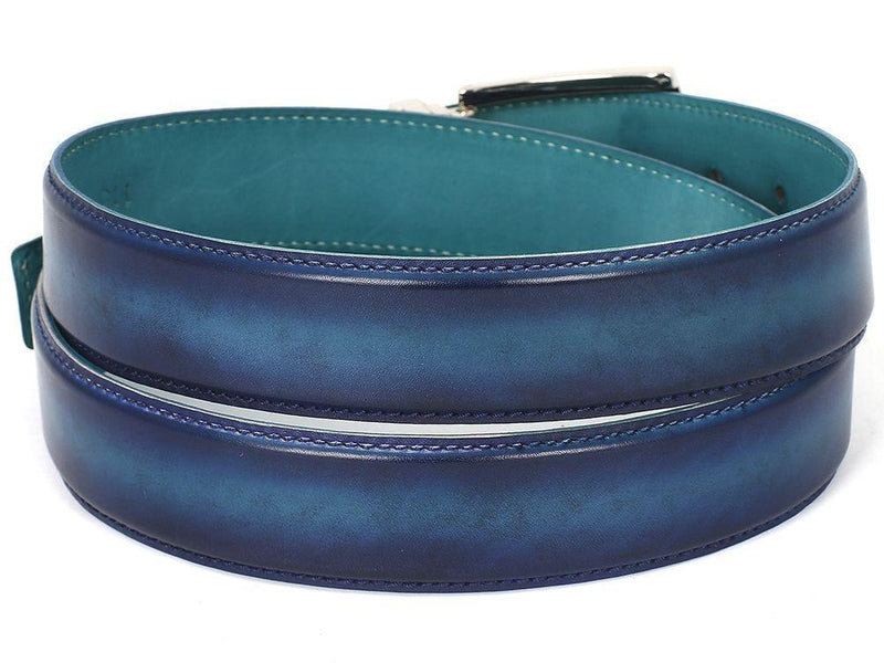 Paul Parkman (FREE Shipping) Men's Leather Belt Dual Tone Blue & Turquoise (ID