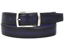 Paul Parkman (FREE Shipping) Men's Leather Belt Dual Tone Navy & Blue (ID