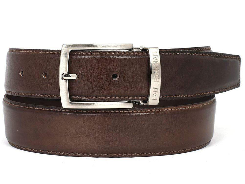 Paul Parkman (FREE Shipping) Men's Leather Belt Hand-Painted Brown (ID