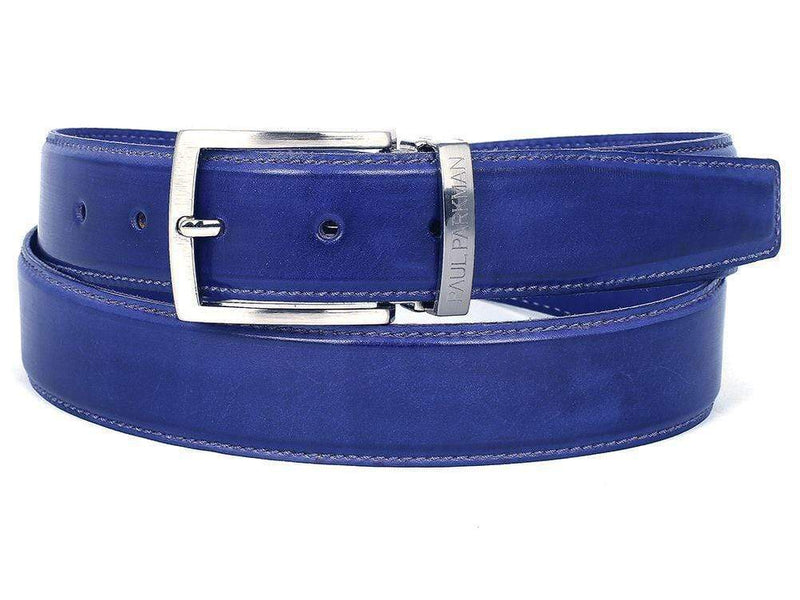 Paul Parkman (FREE Shipping) Men's Leather Belt Hand-Painted Cobalt Blue (ID