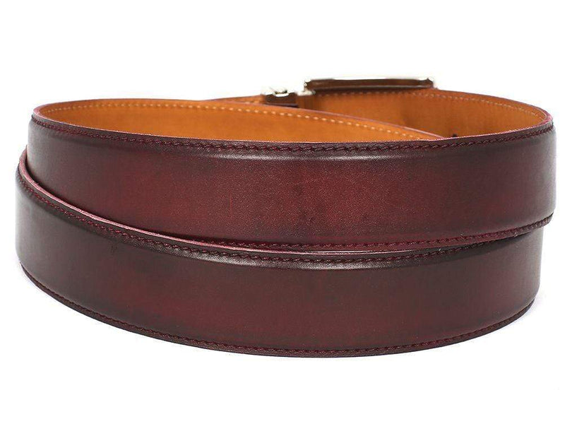 Paul Parkman (FREE Shipping) Men's Leather Belt Hand-Painted Dark Bordeaux (ID