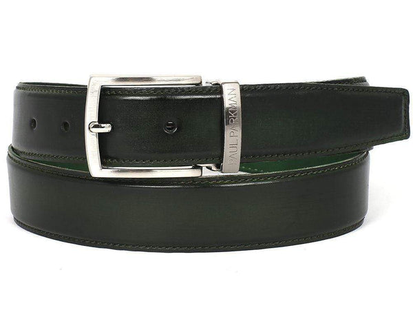 Paul Parkman (FREE Shipping) Men's Leather Belt Hand-Painted Dark Green (ID#B01-DARK-GRN) PAUL PARKMAN