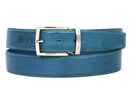 Paul Parkman (FREE Shipping) Men's Leather Belt Hand-Painted Sky Blue (ID