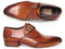 Paul Parkman (FREE Shipping) Men's Monkstrap Shoes Side Handsewn Twisted Leather Sole Tobacco (ID#24Y56) PAUL PARKMAN