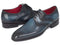 Paul Parkman (FREE Shipping) Men's Navy & Blue Medallion Toe Derby Shoes (ID#6584-NAVY) PAUL PARKMAN