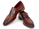 Paul Parkman (FREE Shipping) Men's Penny Loafers Bordeaux and Brown Calfskin (ID