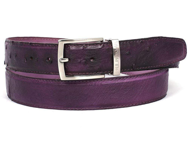 Paul Parkman (FREE Shipping) Men's Purple Genuine Ostrich Belt (ID