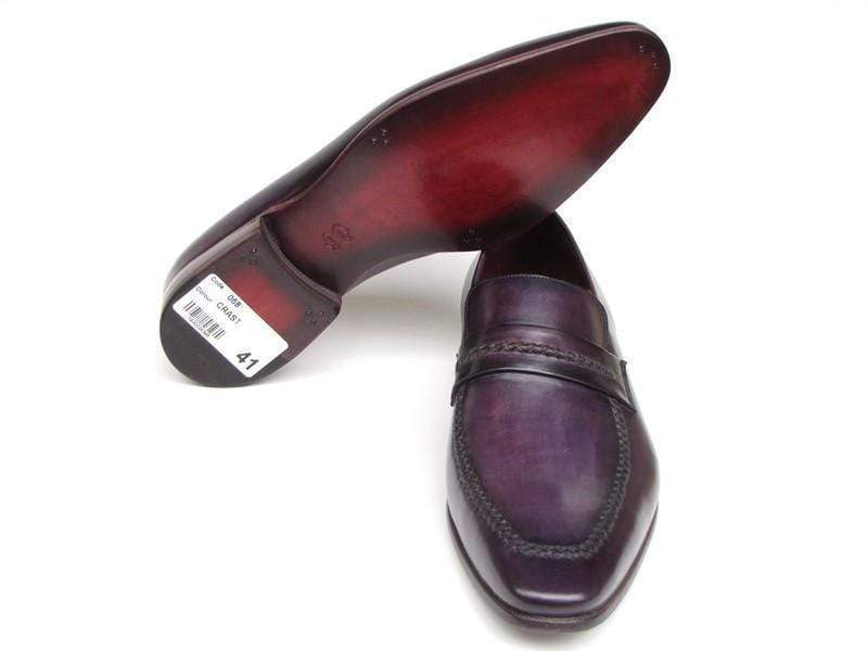 Paul Parkman (FREE Shipping) Men's Purple Loafers Handmade Slip-On Shoes (ID