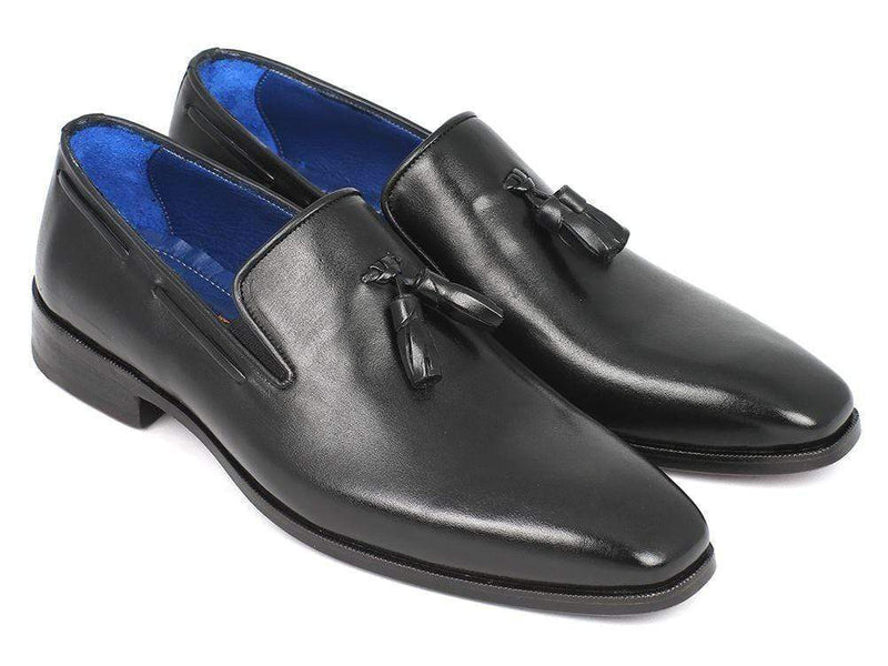 Paul Parkman (FREE Shipping) Men's Tassel Loafers Black Leather Upper & Leather Sole (ID