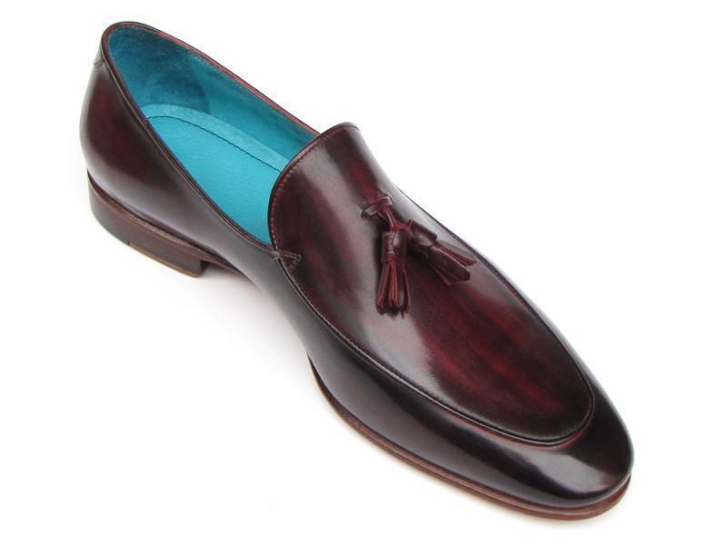 Paul Parkman (FREE Shipping) Men's Tassel Loafers Black & Purple Shoes (ID