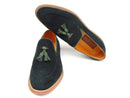 Paul Parkman (FREE Shipping) Men's Tassel Loafers Green Suede Shoes (ID