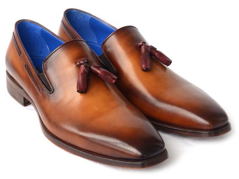 Paul Parkman (FREE Shipping) Men's Tassel Loafers Walnut Leather Sole Leather Upper (ID