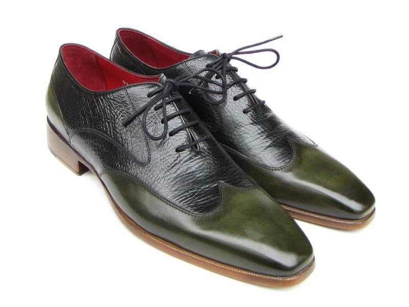 Paul Parkman (FREE Shipping) Men's Wingtip Oxford Floater Leather Green (ID