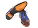 Paul Parkman (FREE Shipping) Men's Wingtip Oxford Goodyear Welted Blue & Brown (ID