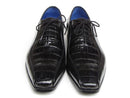Paul Parkman (FREE Shipping) Men's Black Genuine Crocodile & Calfskin Oxford Shoes (ID