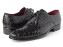 Paul Parkman (FREE Shipping) Men's Black Genuine Crocodile Derby Shoes (ID