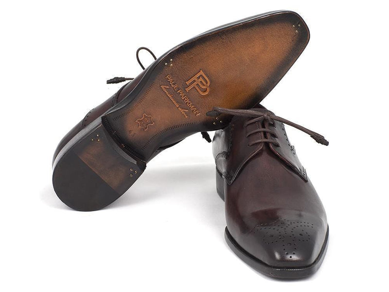 Paul Parkman (FREE Shipping) Men's Brown Medallion Toe Derby Shoes (ID