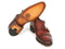 Paul Parkman (FREE Shipping) Men's Cap-Toe Double Monkstraps Camel & Light Brown (ID