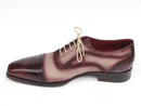 Paul Parkman (FREE Shipping) Men's Captoe Oxfords - Bordeaux / Beige Hand-Painted Suede Upper and Leather Sole (ID