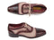 Paul Parkman (FREE Shipping) Men's Captoe Oxfords - Bordeaux / Beige Hand-Painted Suede Upper and Leather Sole (ID