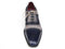 Paul Parkman (FREE Shipping) Men's Captoe Oxfords - Navy / Beige Hand-Painted Suede Upper and Leather Sole (ID