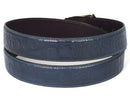 Paul Parkman (FREE Shipping) Men's Crocodile Embossed Calfskin Leather Belt Hand-Painted Navy (ID