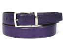Paul Parkman (FREE Shipping) Men's Crocodile Embossed Calfskin Leather Belt Hand-Painted Purple (ID