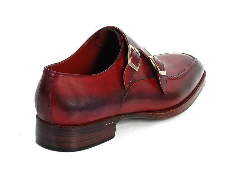 Paul Parkman (FREE Shipping) Men's Double Monkstrap Shoes Black & Bordeaux (ID