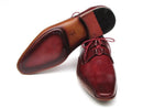 Paul Parkman (FREE Shipping) Men's Ghillie Lacing Side Handsewn Dress Shoes - Burgundy Leather Upper and Leather Sole (ID
