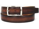Paul Parkman (FREE Shipping) Men's Leather Belt Hand-Painted Brown and Camel (ID