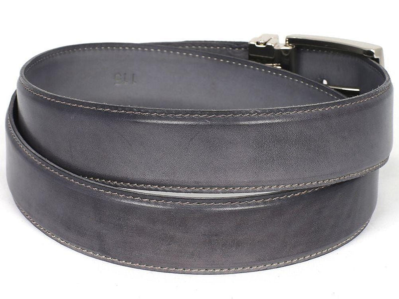 Paul Parkman (FREE Shipping) Men's Leather Belt Hand-Painted Gray (ID