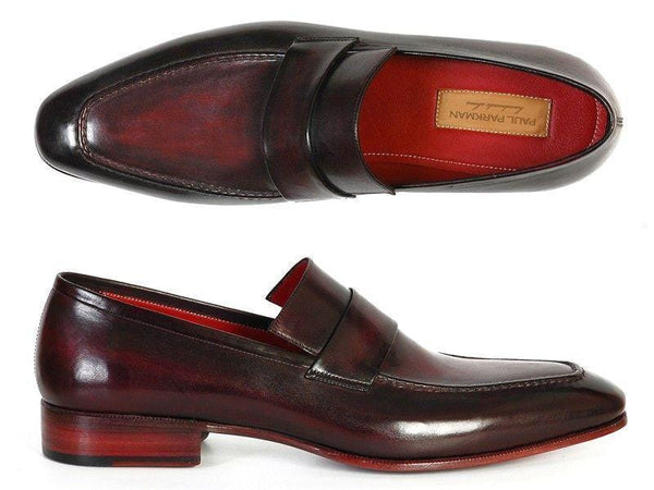 Paul Parkman (FREE Shipping) Men's Loafers Purple & Black Hand-Painted Leather Upper with Leather Sole (ID#093-PURP-BLK)-'--JadeMoghul Inc.