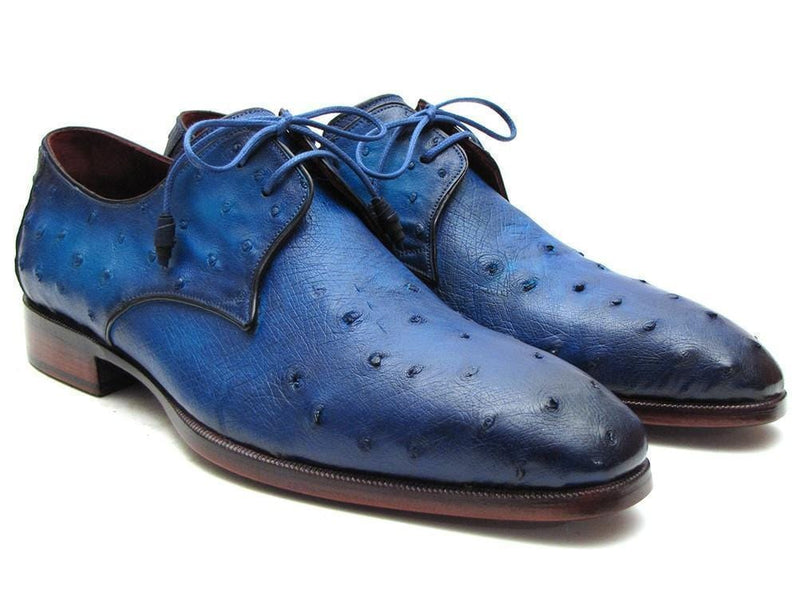 Paul Parkman (FREE Shipping) Men's Ocean Color Genuine Ostrich Derby Shoes (ID
