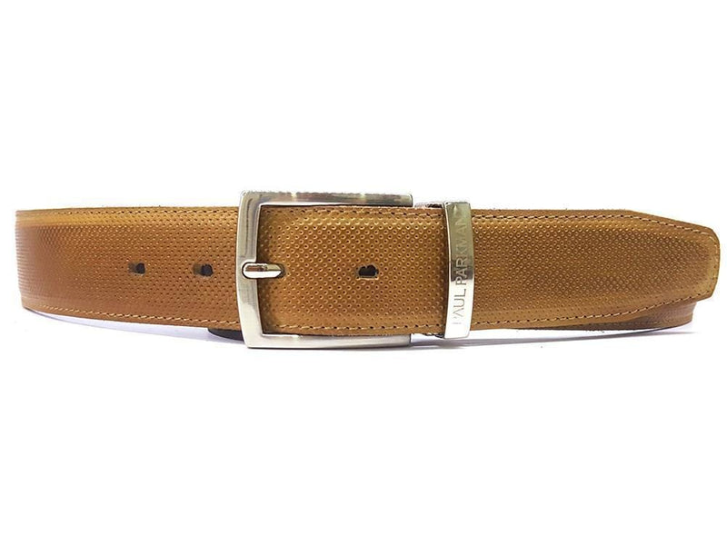 Paul Parkman (FREE Shipping) Men's Perforated Leather Belt Beige (ID